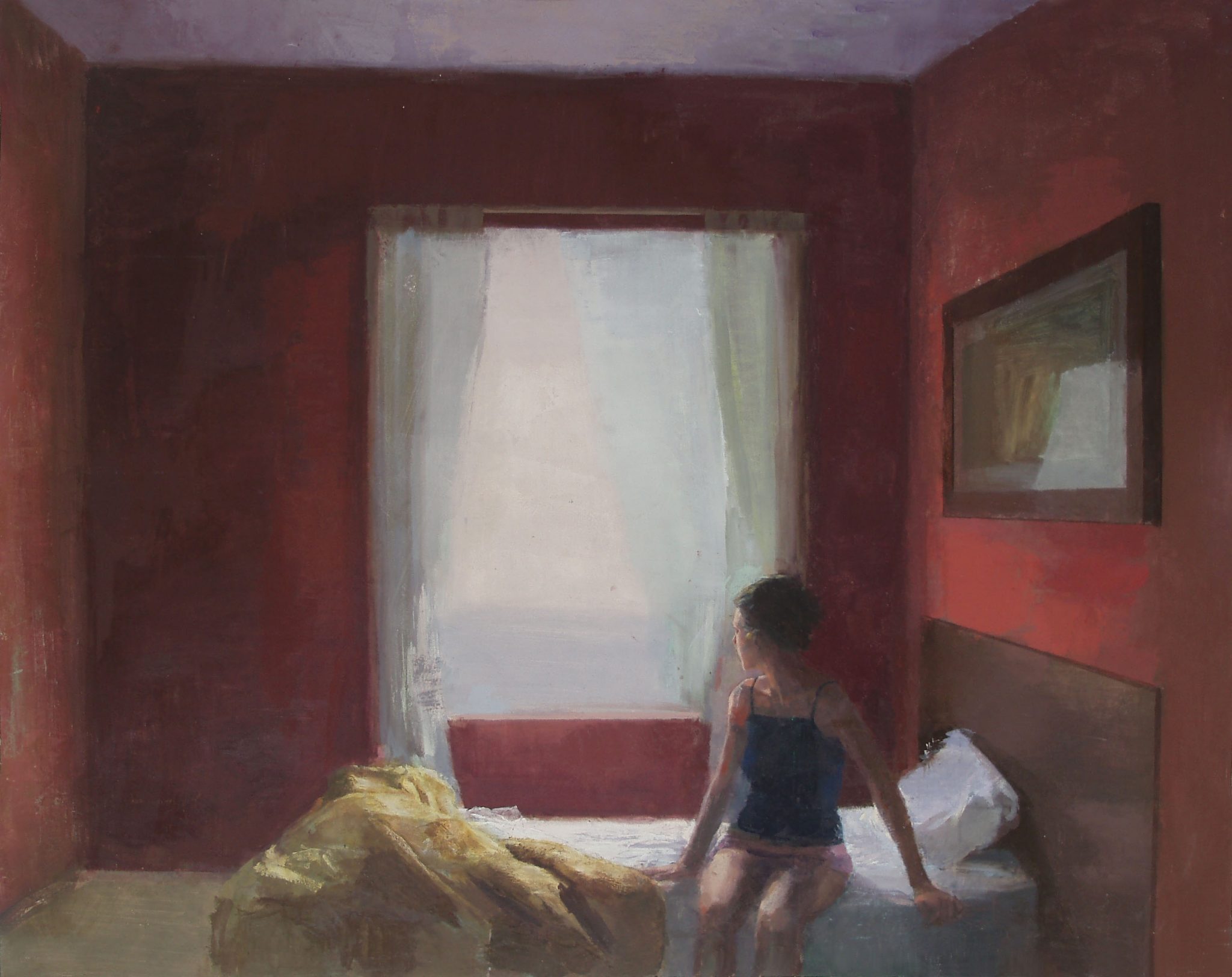 despertar-oleo-alejandra-caballero-interior-cama-mujer